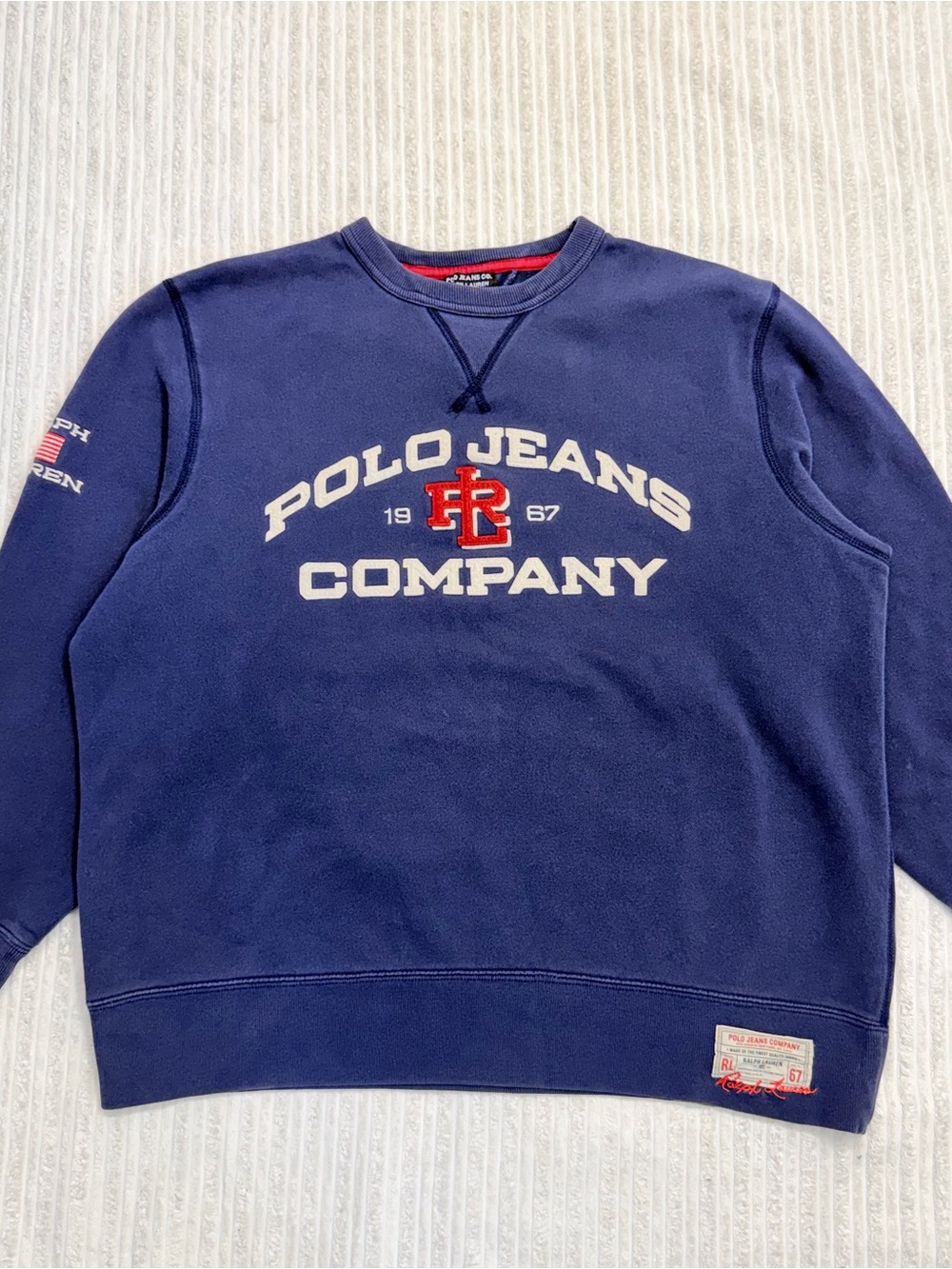Vintage Polo Jeans Co. Ralph Lauren Navy Crewneck Sweatshirt (Size M)